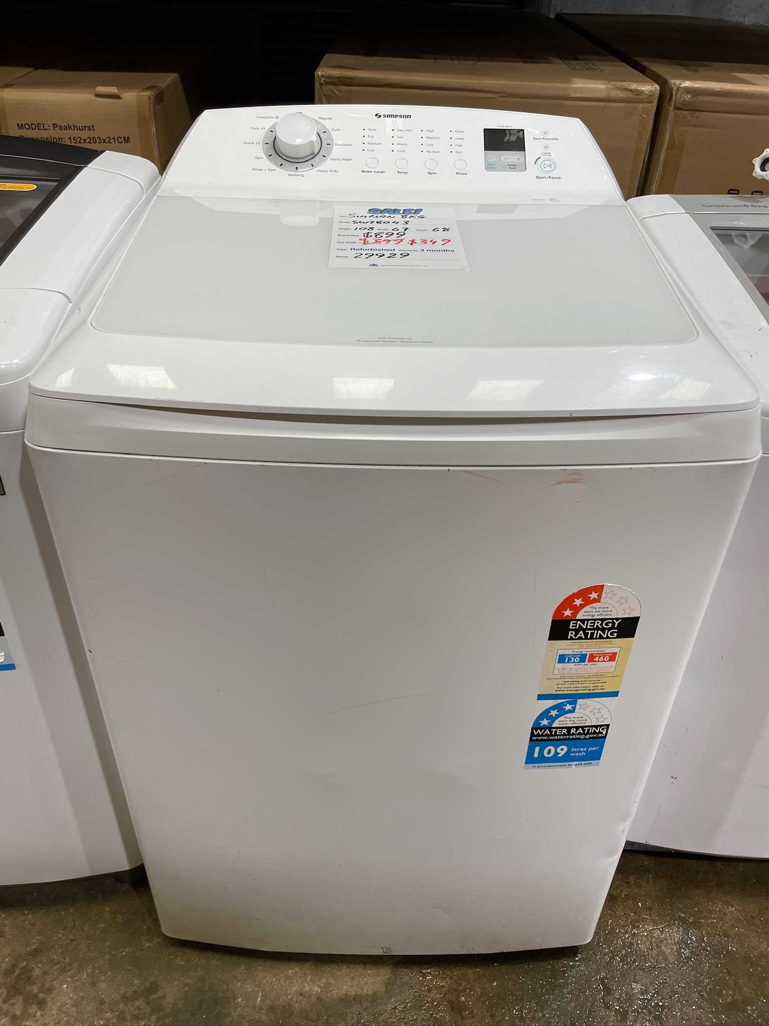 Simpson Kg Top Load Washing Machine Refurbished Sydney Wide Discounts